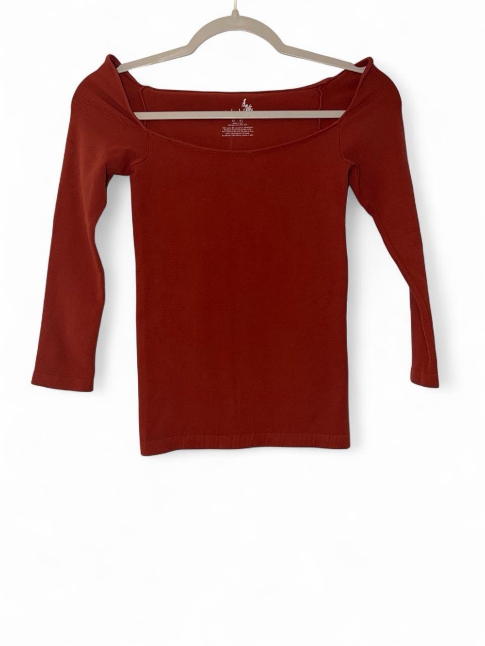 Women's Off-Shoulder Ribbed Top - Rust